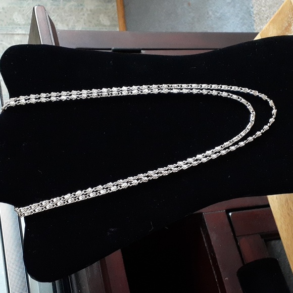 Extra Long Silver Chain Necklace KK96 - Picture 7 of 11